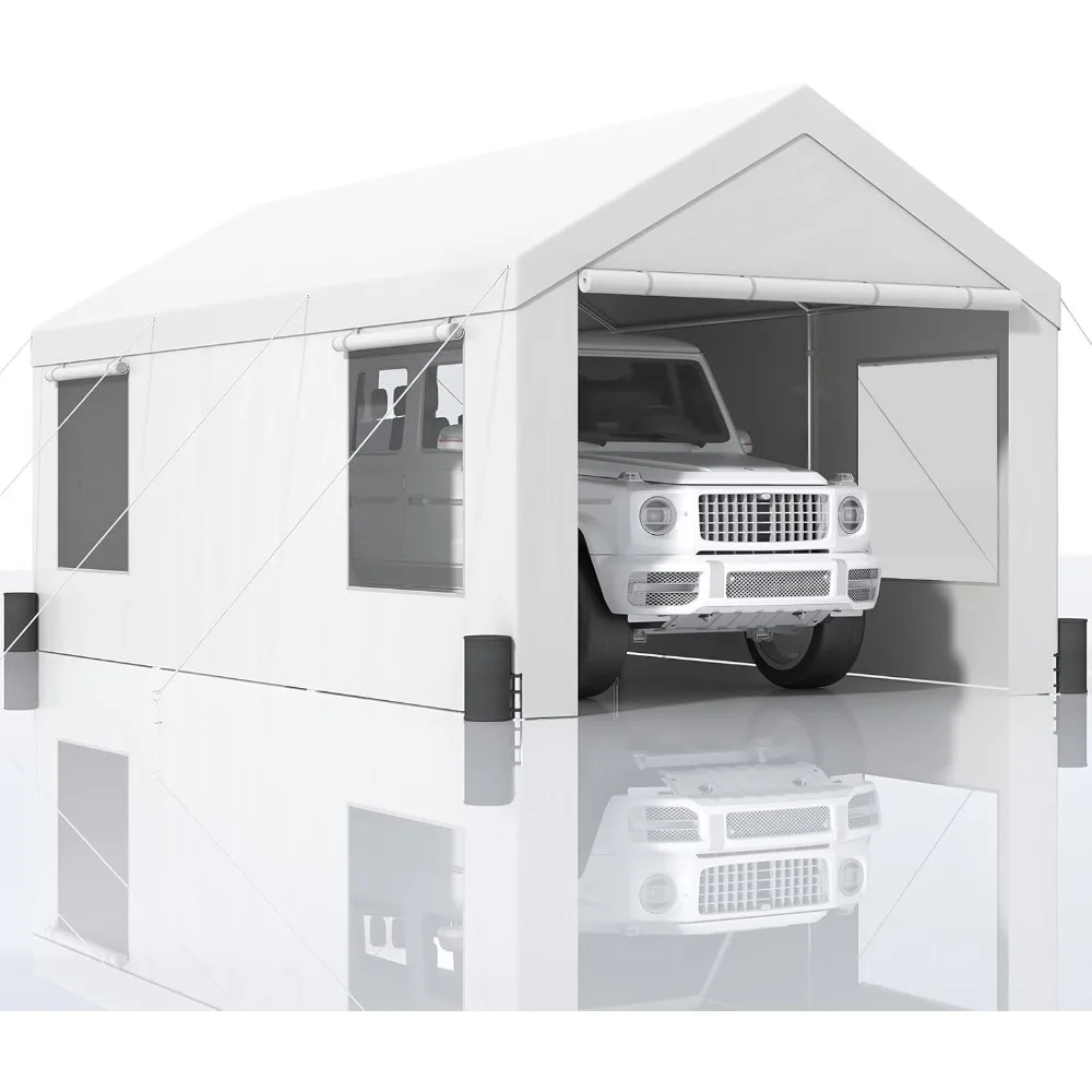 Carport, 12'x20' Extra Large Heavy Duty Carport, Upgraded Portable Garage Car Canopy with Roll-up Ventilated Windows