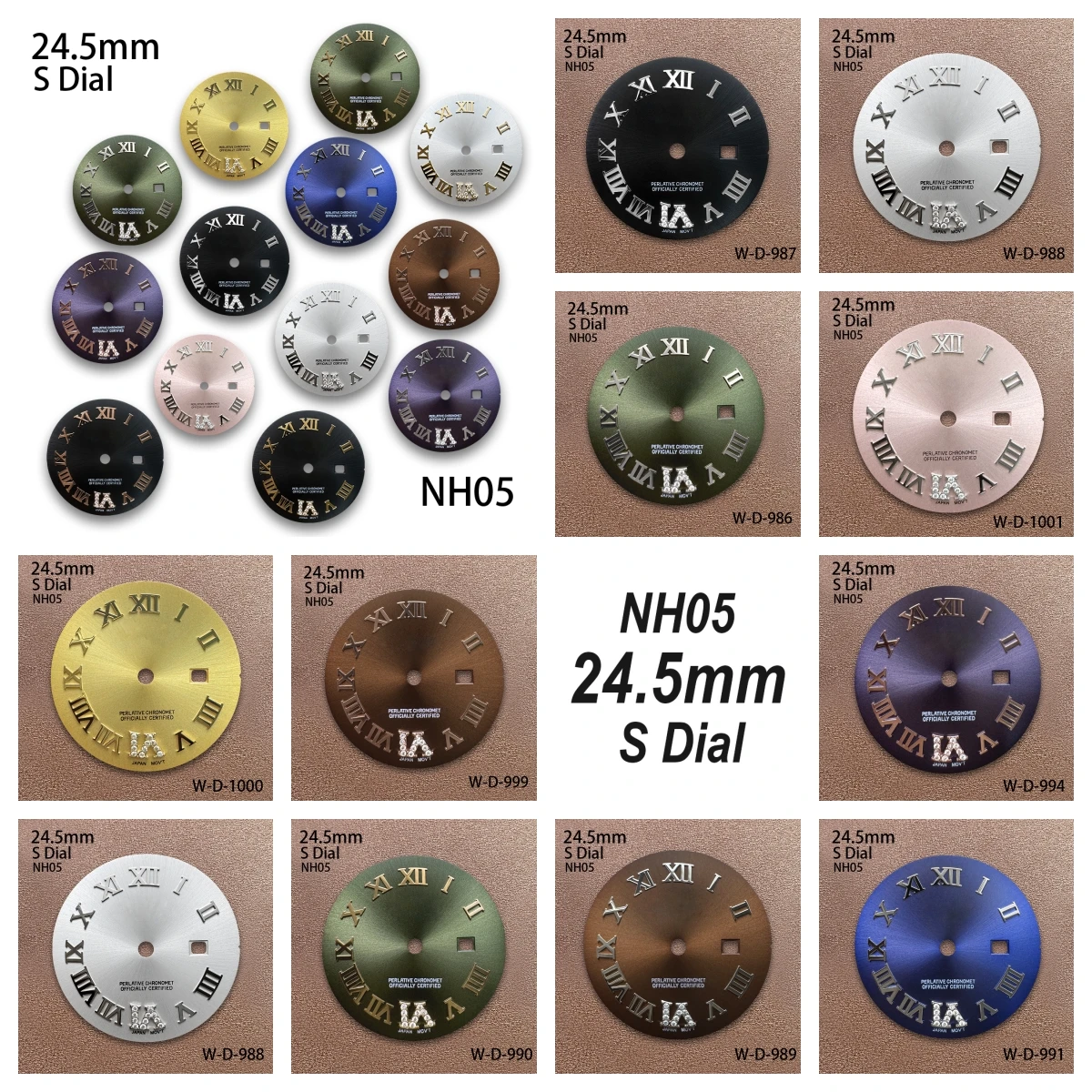 

24.5mm S Logo Diamond Rome Dial Suitable For NH05 Janpan Movement Sunray Dial Watch Modification Accessories