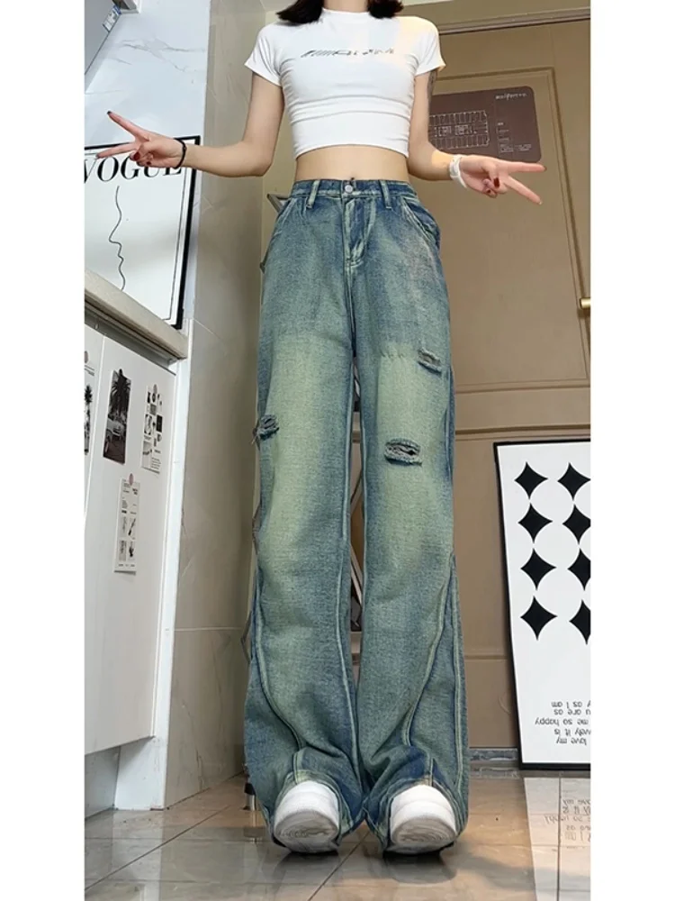 

Мужские джинсы Slim Fit в винтажном стиле, тонкие, весенне-осенние, новые, американские, повседневные, свободные, широкие, длинные брюки, молодежные, трендовые