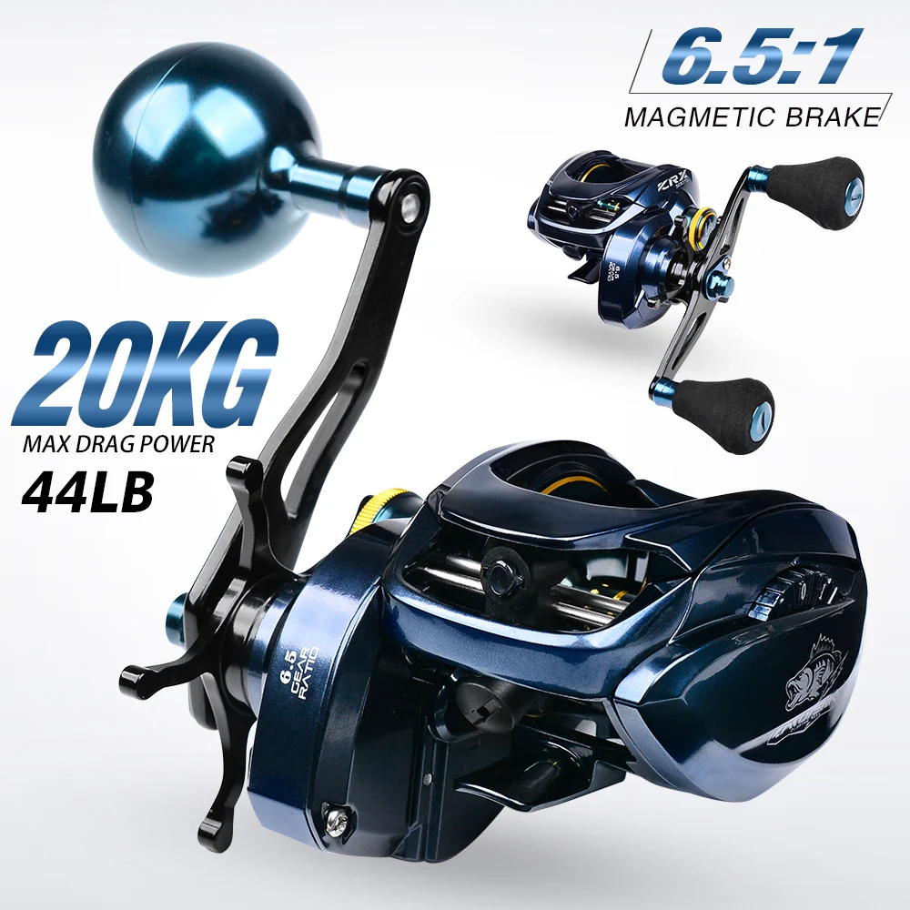 PROBEROS Baitcasting-Rolle 6,5:1 Übersetzungsverhältnis 6+1BB 20 kg/44 lb Drag 243/245 g Metallgehäuse Cast Drum Wheel Salzwasser-Angelrolle Pesca – Detail 11