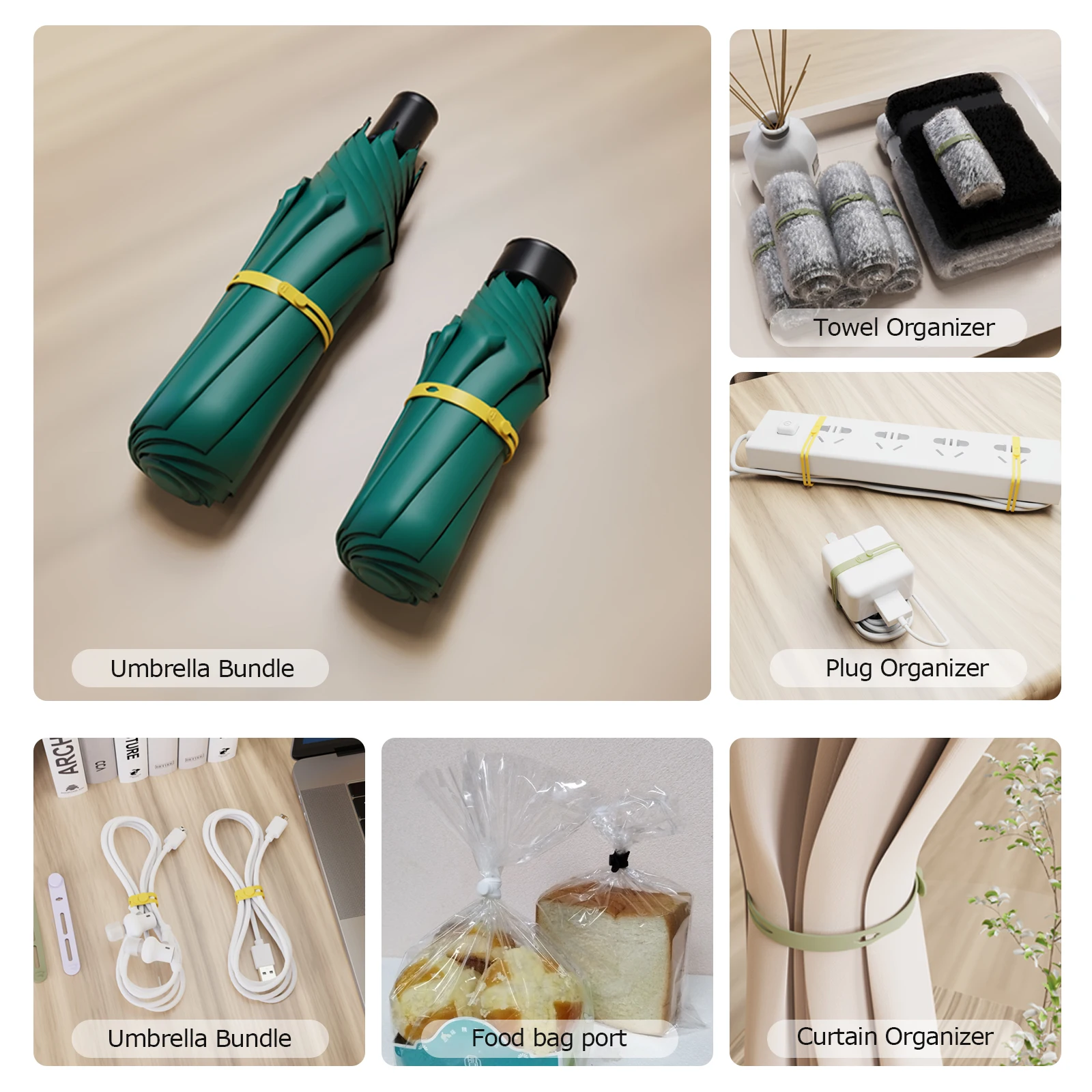 UMUST Silicone Cord Ties Reusable Cable Organizer Ties Cord Organizer for Headphone Buckle Design Flexible Cable Ties for Wire