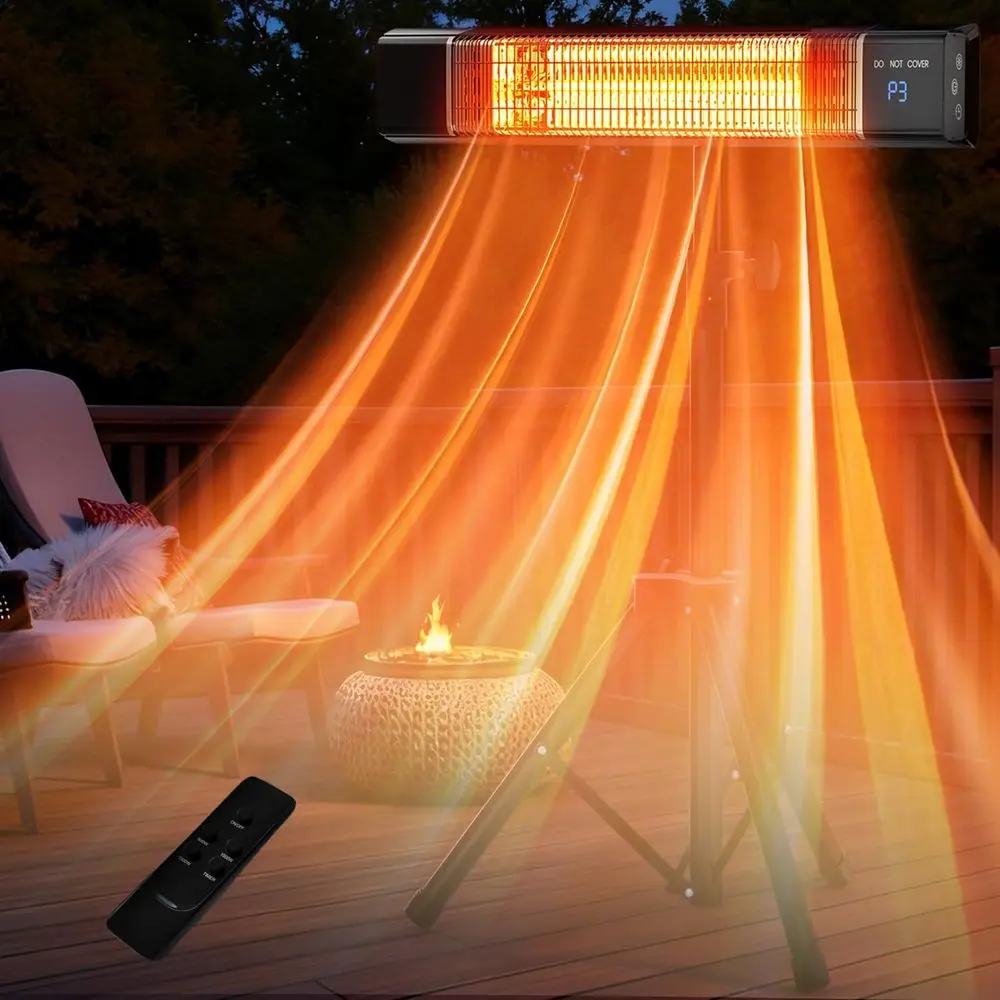 

Infrared Electric Patio Heaters for Outdoor and Indoor Spaces with Remote Control, 3 Heat Levels, 24H Timer, IP65 Rating, Overhe