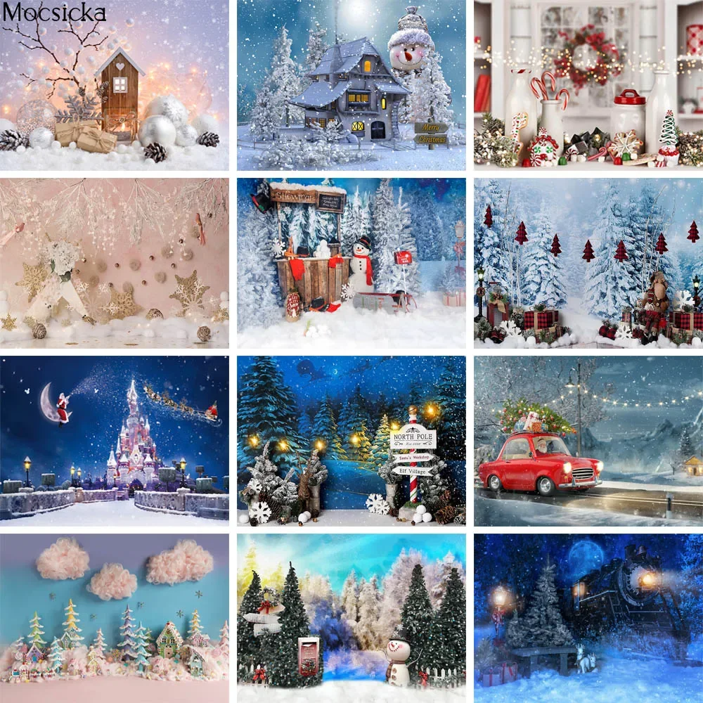 

Winter Snowflakes Wonderland Photography Background Christmas Gift Family Portrait Party Decor Backdrops Photo Studio Wallpaper