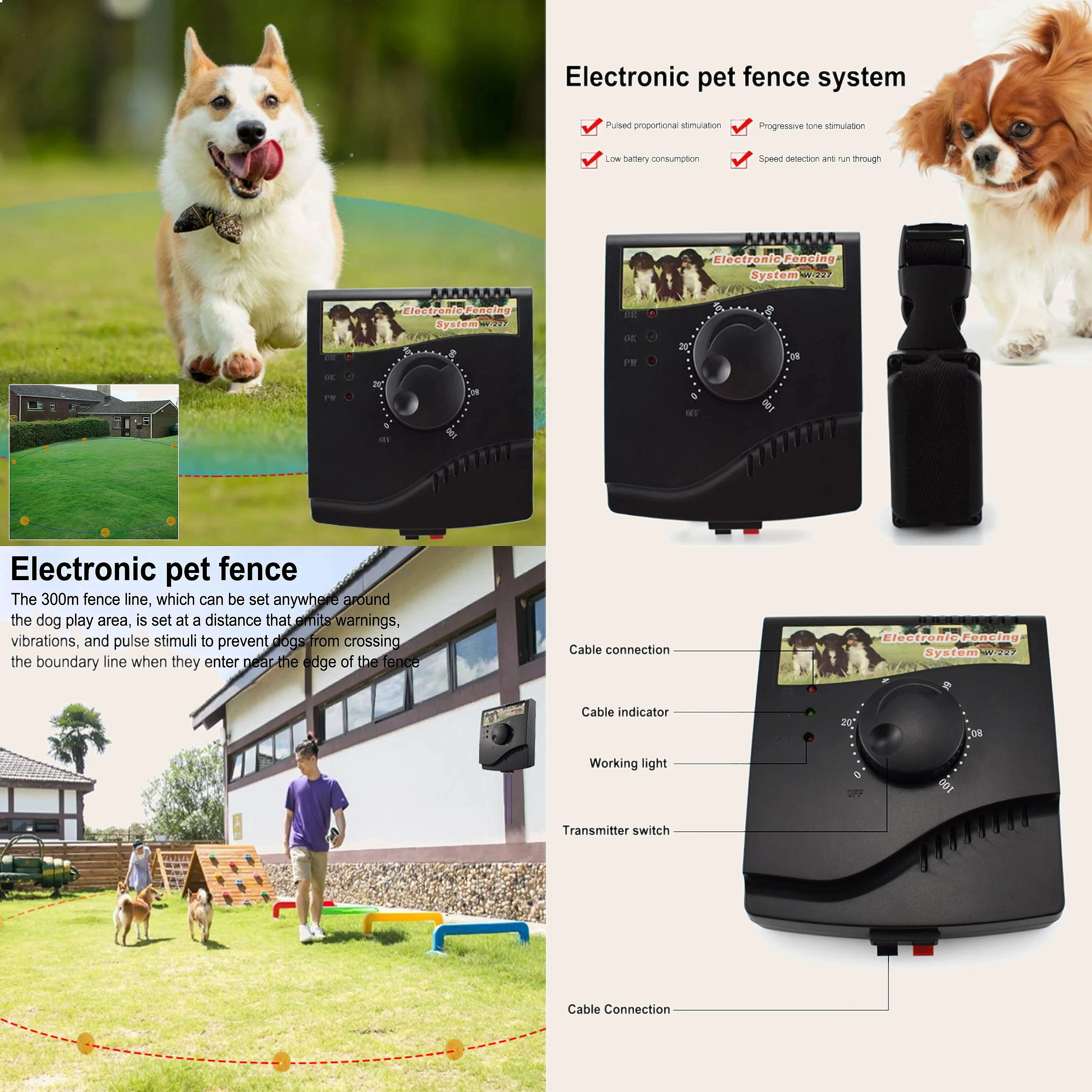 Waterproof Electric Dog Fence Training Collar with Acoustic Shock Pet Accessories