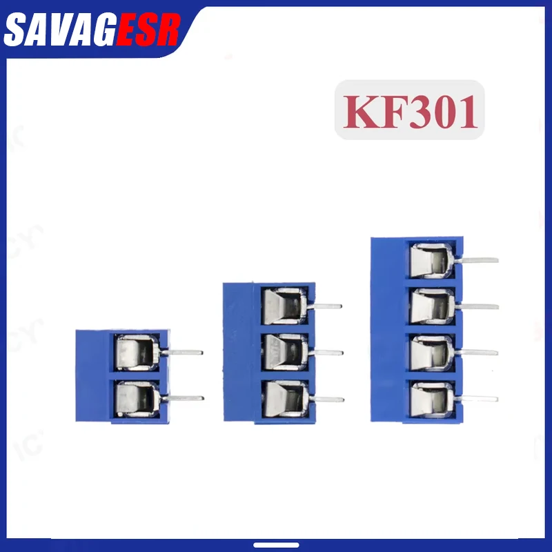 10pcs KF301 2P/3P/4P Blue KF301-5.0 KF301 Screw 5.0mm Straight Pin PCB Screw Terminal Block Connector Splicing type