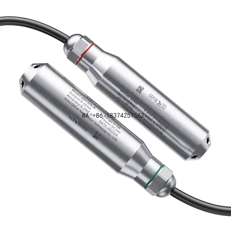 Wmwmnu Hydrostatic Level Sensor 4-20mA Water Level Transmitter 0-10V 5m 10m 15m 20m 25m 50m DC24V for Water Tank Wells