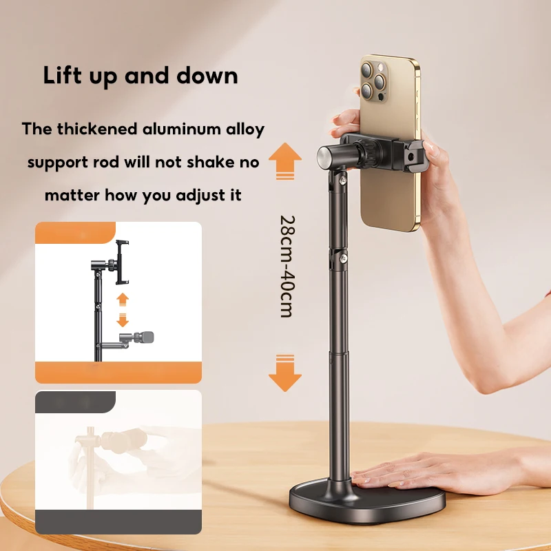 MoZhao Phone Desktop Stand Live Broadcast Overhead Adjustable Lifting Telescopic Selfie Rotating Aluminum Alloy Support Frame