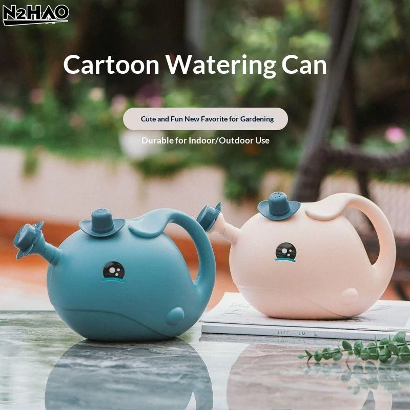 Outdoor Kids Watering Can Cartoon Whale Shape 1L for Gardening Flower Pot Durable Plastic for Children