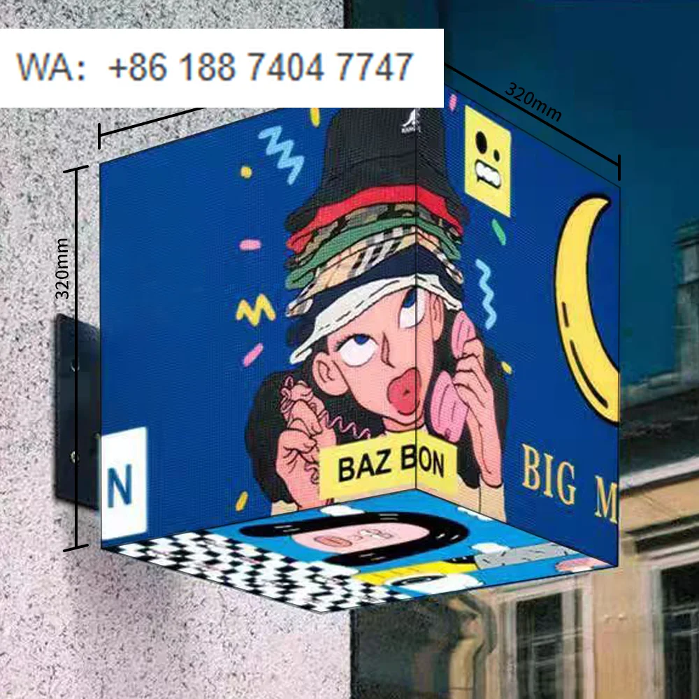 5-Sided Full Color Outdoor LED Cubic Display Screen IP65 for Commercial Advertising 3D Video Logo Magic Cube Elevator