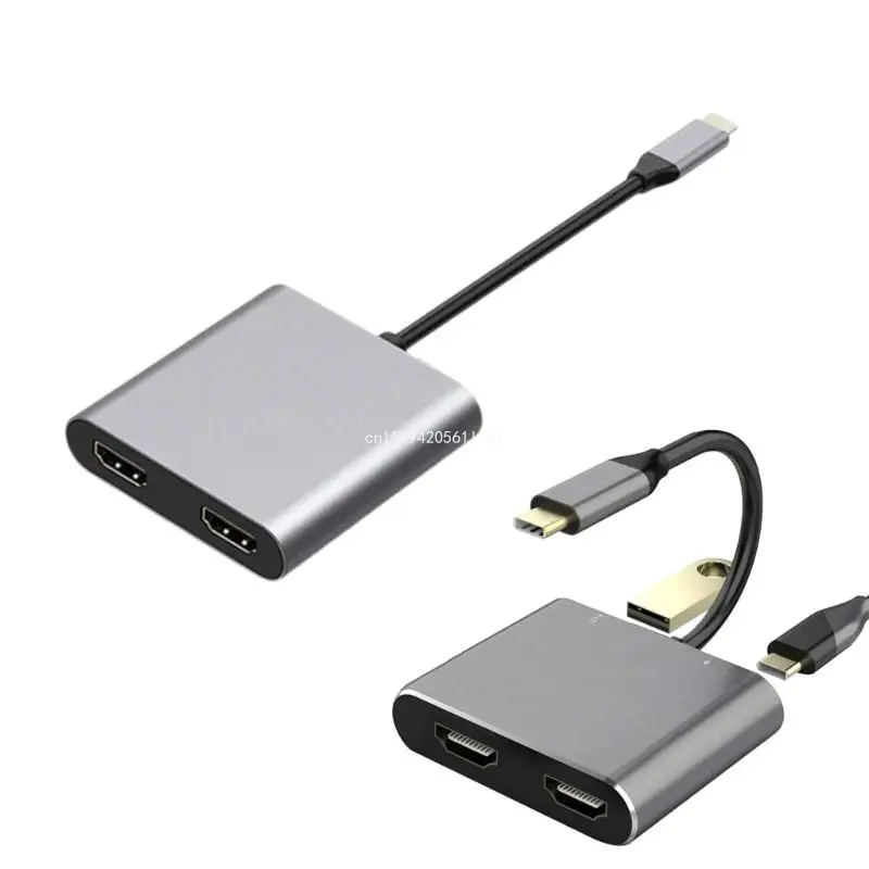 USB C Hubs Type C to Two HDMI2.0 Adapter 4K60Hz Screen Expansion USB Expander Dropship