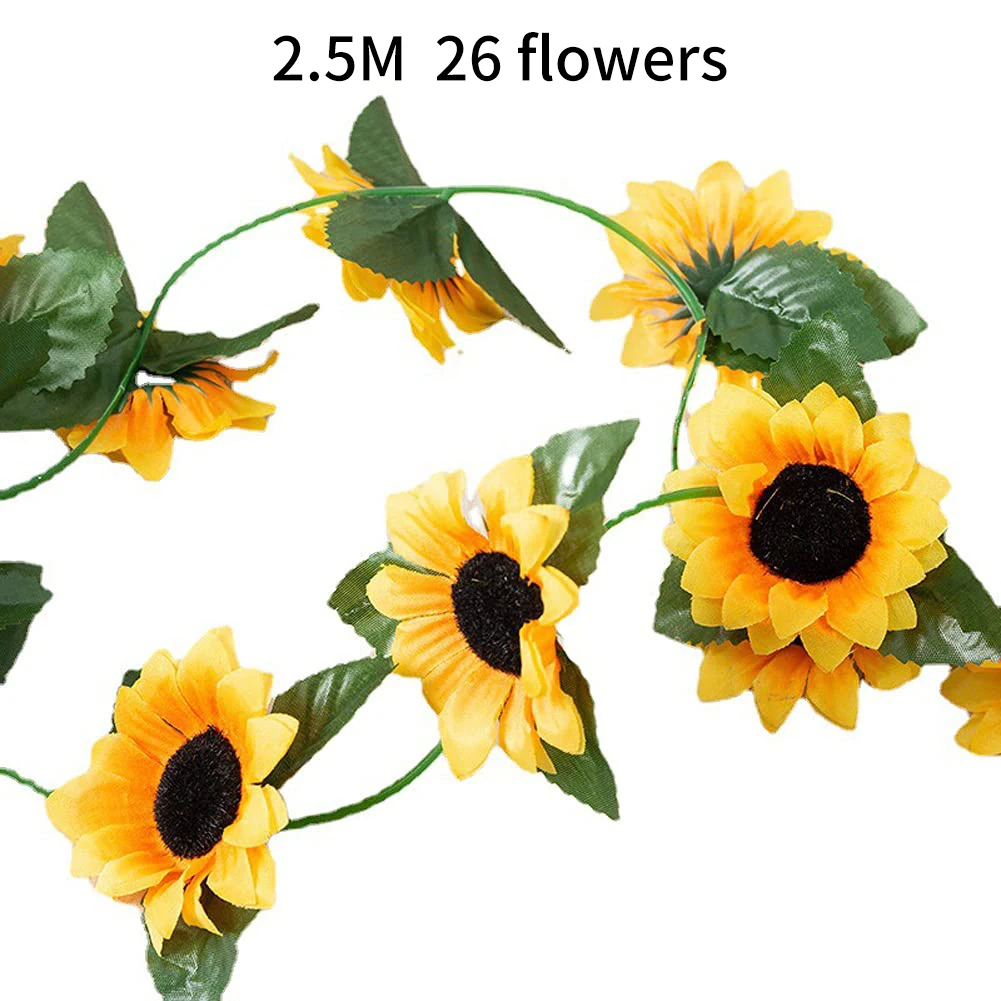 250Cm Zijde Zonnebloem Klimop Wijnstok Kunstbloemen Muur Opknoping Slinger Tuin Hekken Thuis Bruiloft Kerst Decoratie Nep Plant
