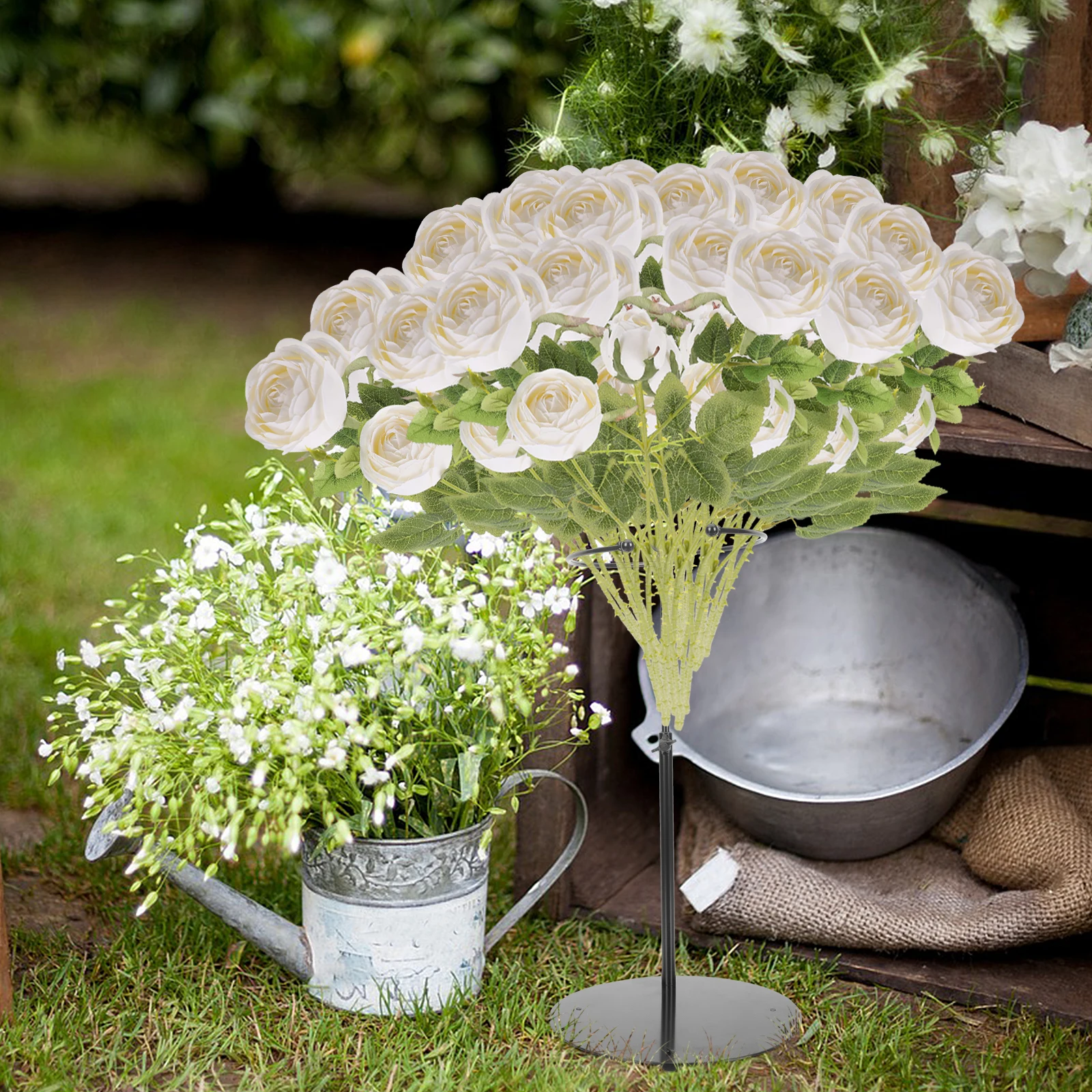 

Adjustable Height Bouquet Stand Floral Holder Iron Rack Flower Arrangement Flower Store Supplies Desktop Fixator Black