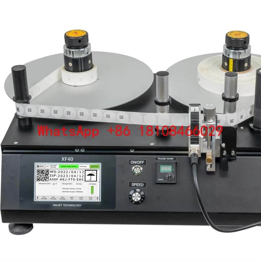 DOCOD XF40 High Speed Marking Machine Mini Roll Label Rewinder with TIJ Thermal Inkjet Printer for QR Code BAR Code GS1 Code