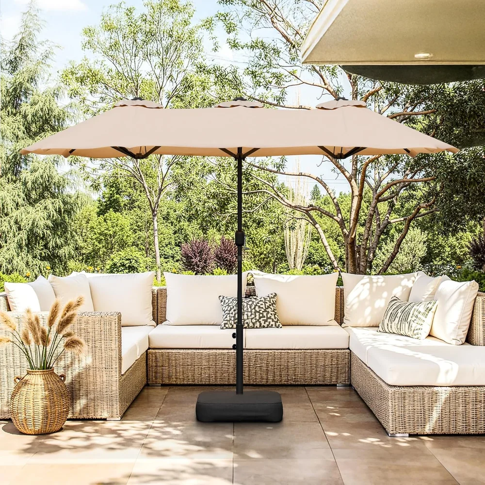 

13FT Large Patio Umbrellas with Base Included, Outdoor Double sided Pool Umbrellas with Crank Handle