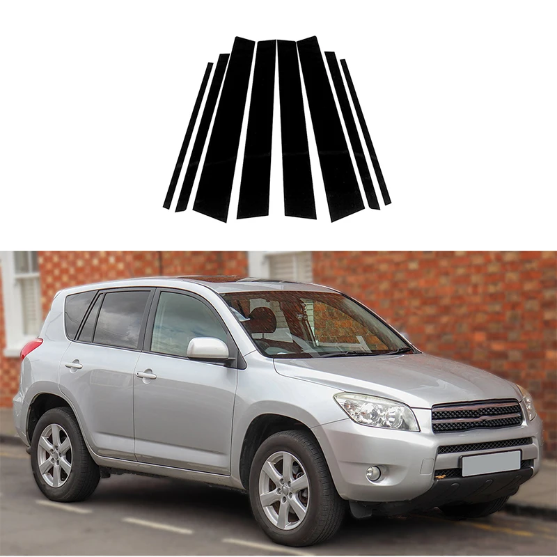 8Pcs For Toyota RAV4 XA30 2006-2012 Window Door Pillar Posts Trim Cover Stickers Decoration Exterior Accessories Car Styling