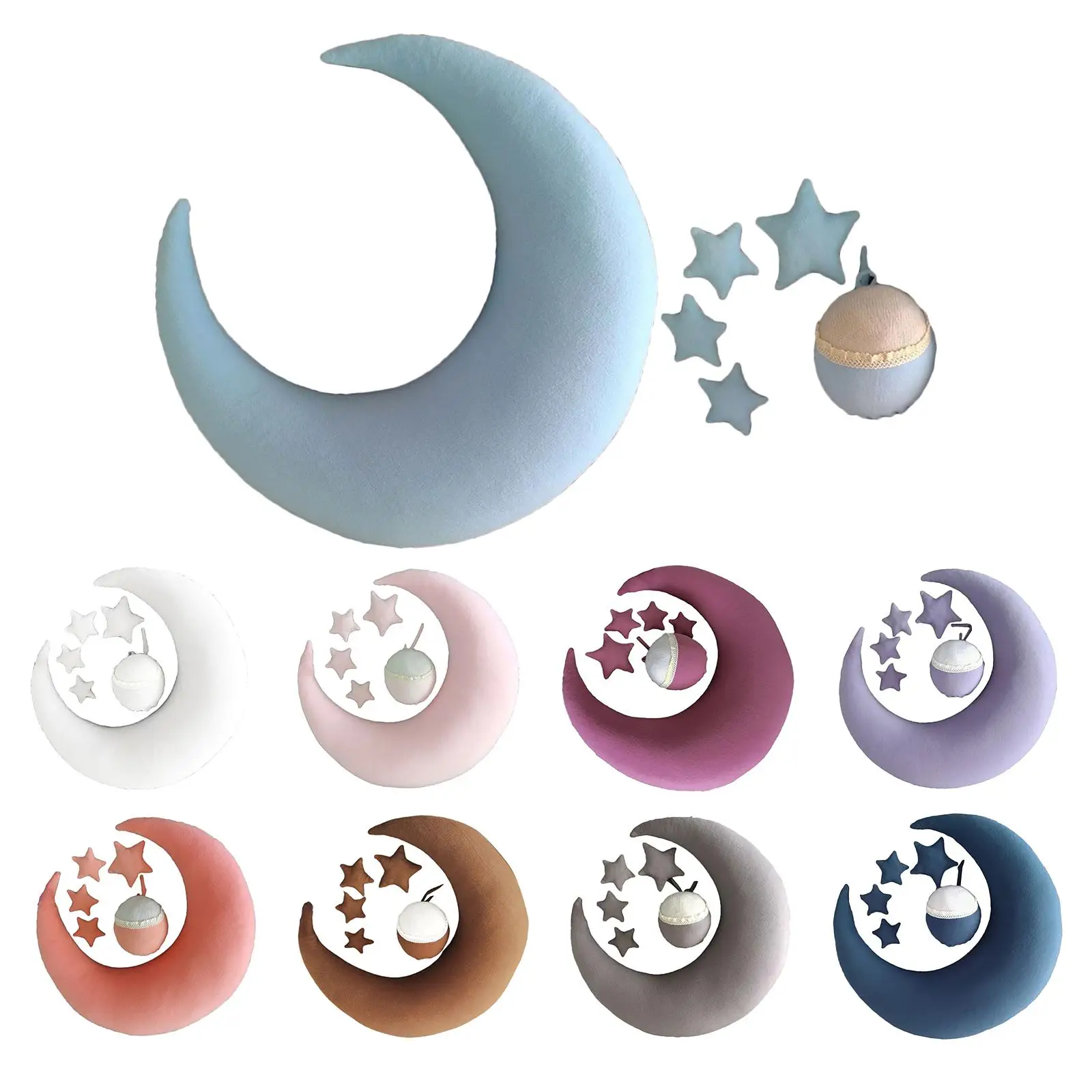 

Posing Pillow Moon Star Hat Set Charming Spandex Pillow for Newborn