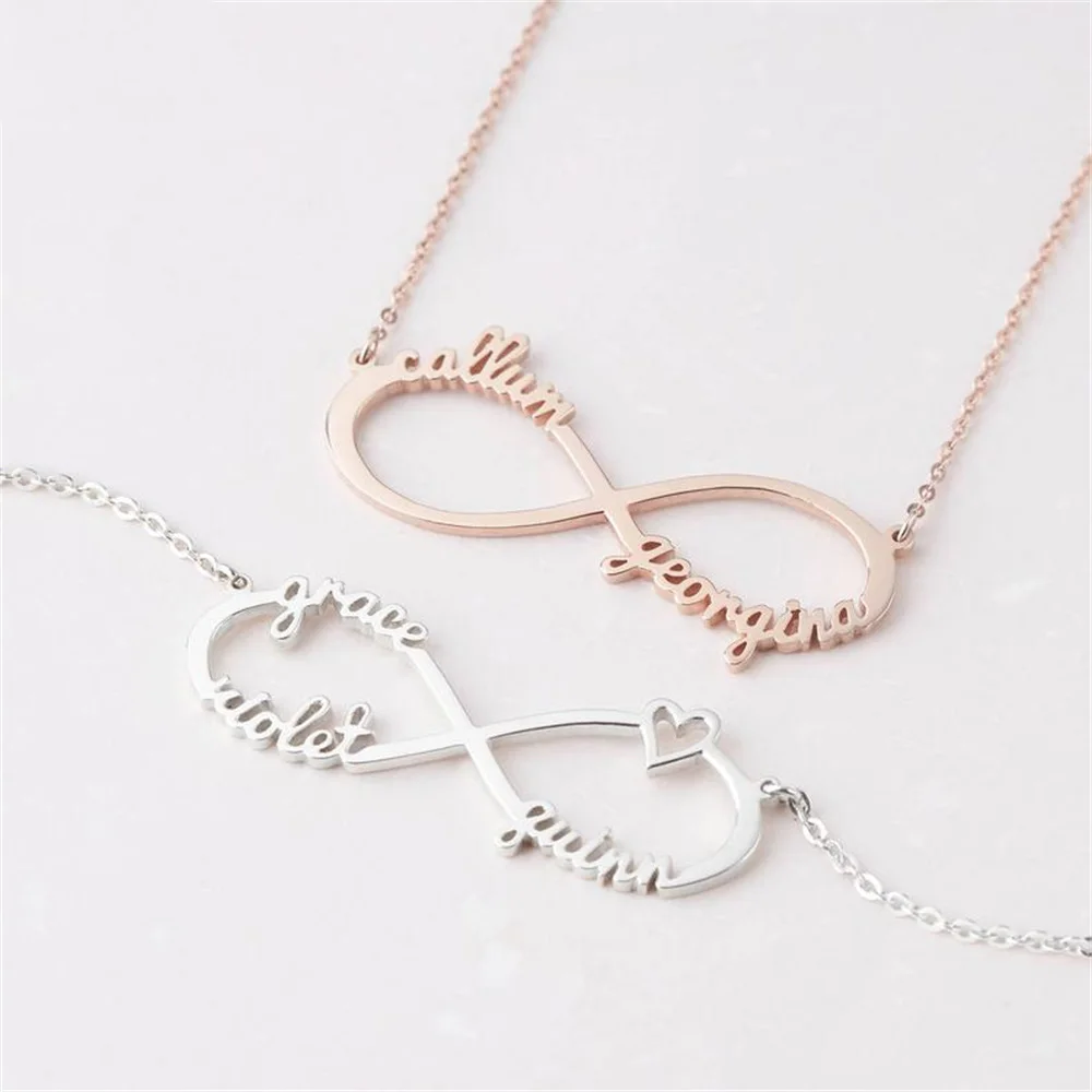 Infinity Symbol Pendant Necklace for Women Custom Double Name  Personalized Friendship Necklaces Stainless Steel Jewelry Gifts