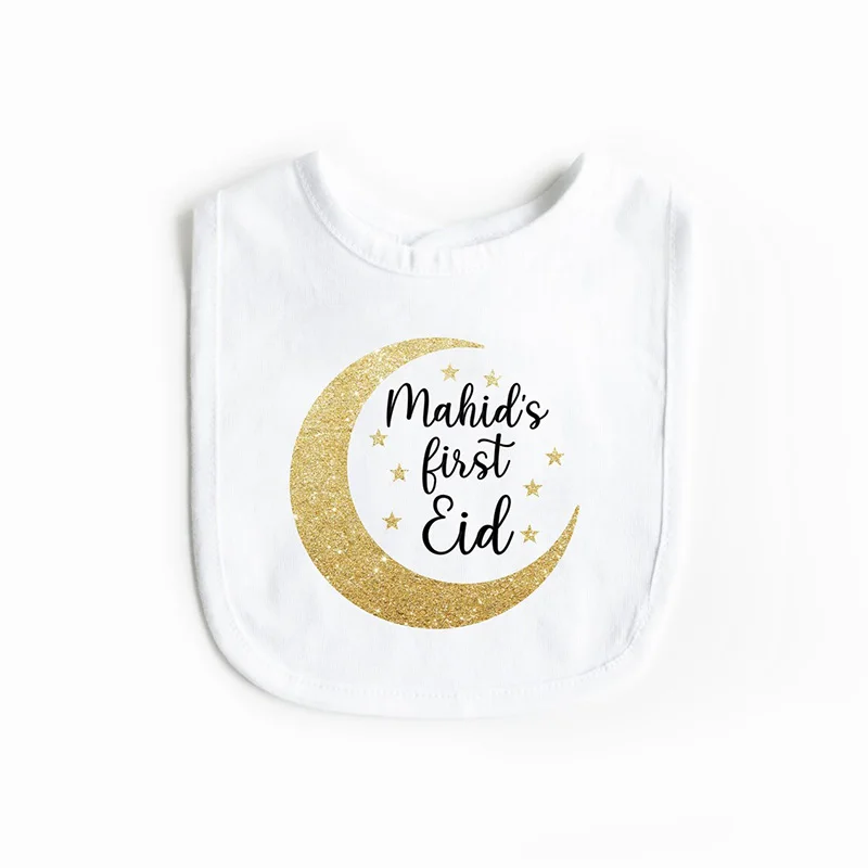 

Personalised Baby shower Boy Girl 1st First Eid Mubarak Bib Ramadan Kareem Photo Props Muslim Islamic Decoration keepsake gift