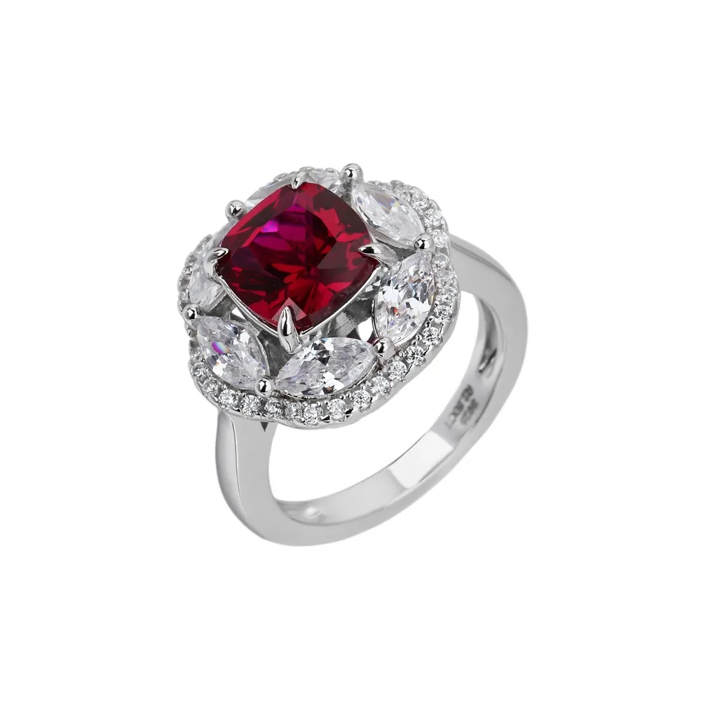 

Female rings ruby red corundum high carbon diamond sterling silver ring s925 silver zircon commuter temperament