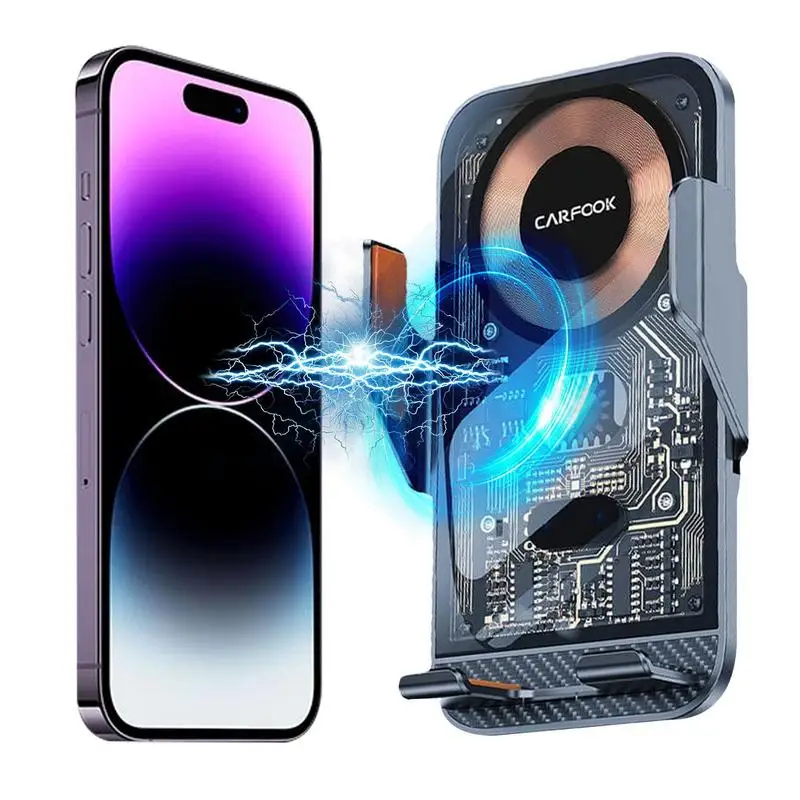 Vehicle Charging Phone Stand 360-Degree Rotation Wireless Car Air Vent Charger Auto Alignment Air Vent Phone Bracket For