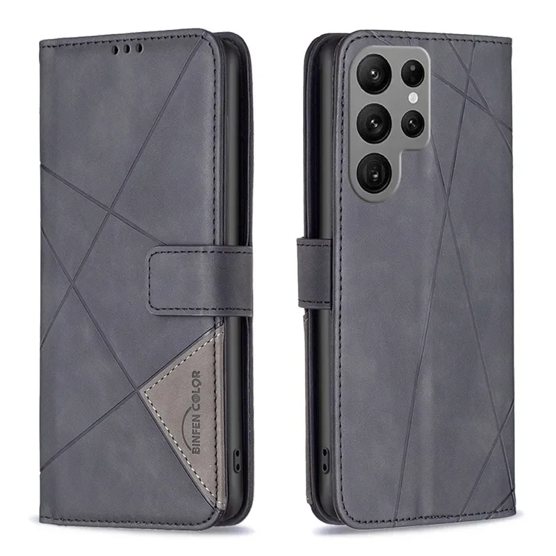 Wallet Flip Case on For Samsung Galaxy S24+ Classic Phone Leather Cases For S24 Ultra Plus S24Plus 5G Capa Card Slot Back Cover