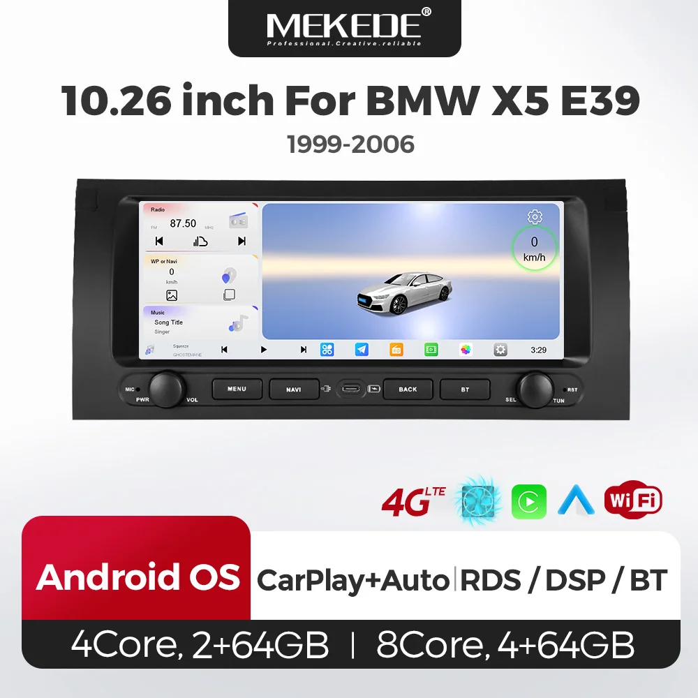 MEKEDE 10.26 inch MTK 6762 Carplay Car Radio For BMW E53 X5 E39 M5 E38 1999 - 2007 Central Multimedia Intelligent Audio System