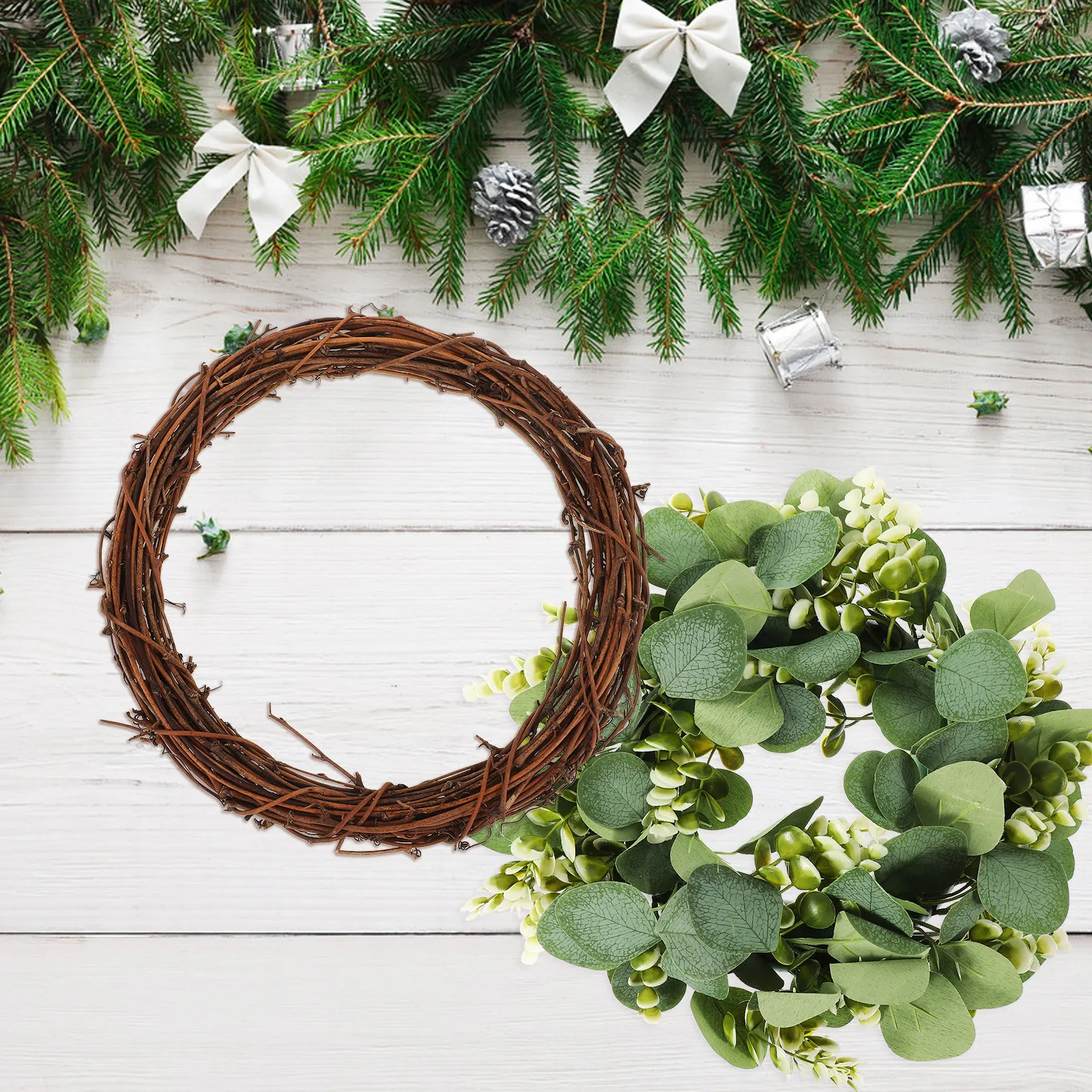 Natural Rattan Rough Wreath Frame Handwoven Wreath Circle DIY Floral Craft Supplies Decoration Ring DIY Rattan Ring