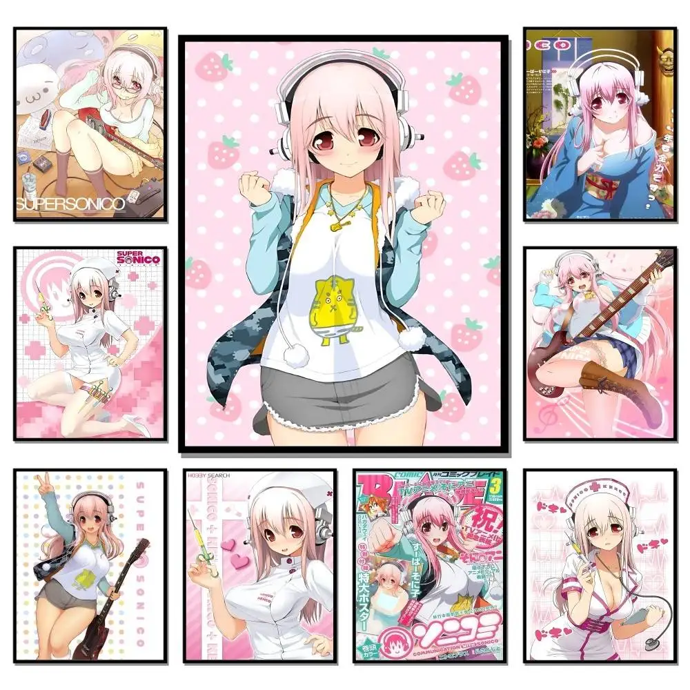 S-Super Sonico Poster Picture Canvas Painting Wall Art Home Decoration Print For Living Room Decor
