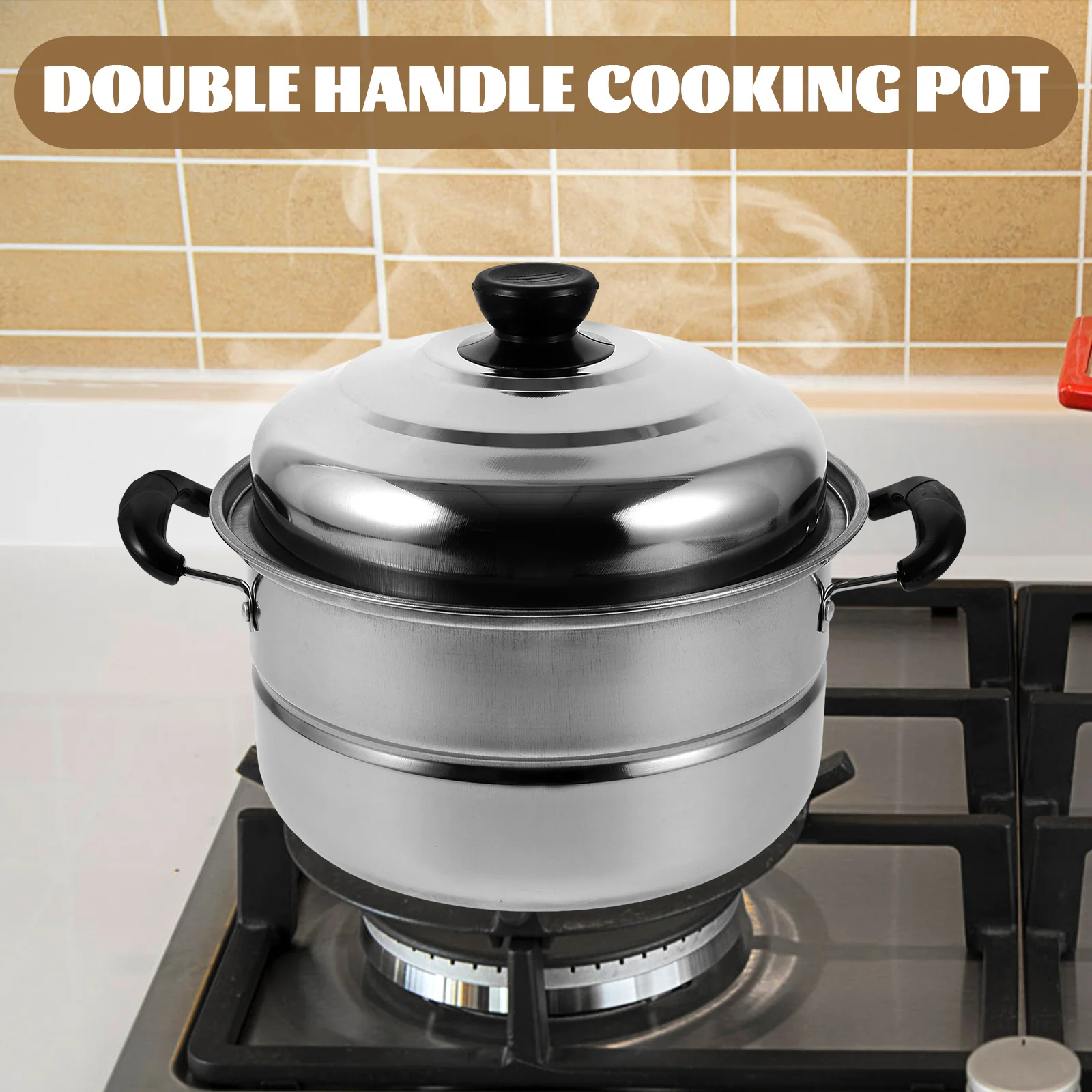 

1pc Thickened Stainless Steel Soup Pot Stock Steaming Pots Kitchen Household Heat Resistant Multi-functional for Home