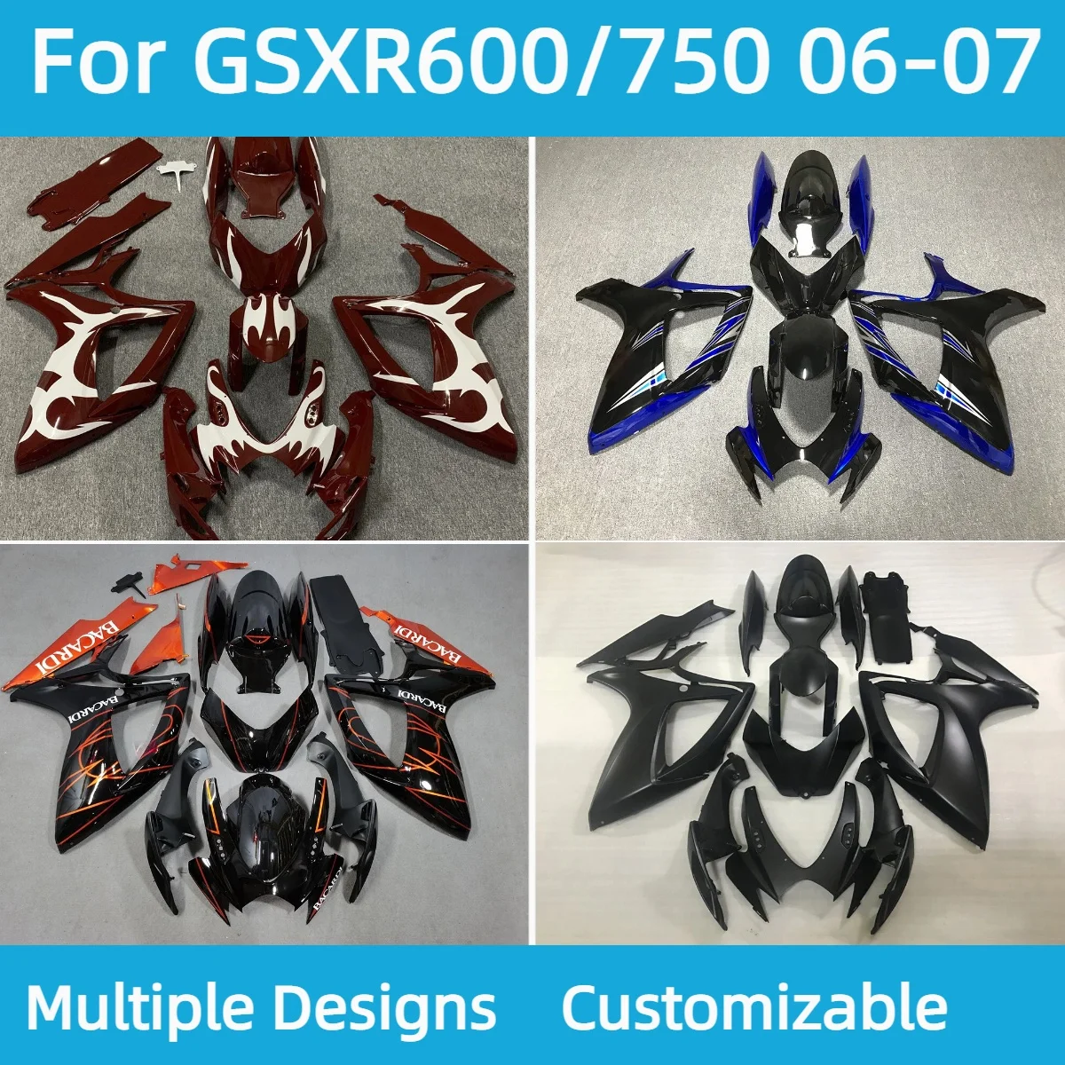 Fairings GSXR600 GSXR750 2006 2007 Motorcycle Accessories 100% Injection Fairing Cover Parts Kit for GSXR 600 750 06 07