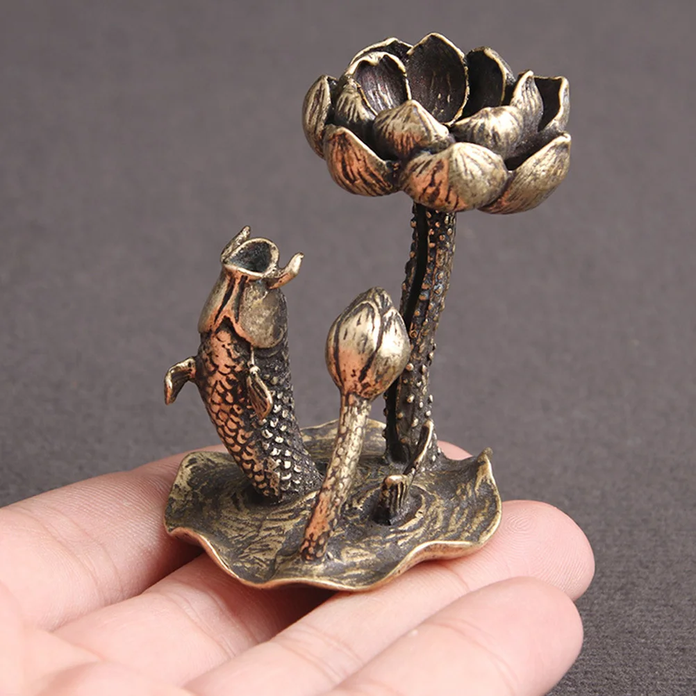 

1Pcs Brass Lotus Leaf Backflow Incense Burner Censer Aromatherapy Decor for Home Office Study Relax Brass Craft Censer