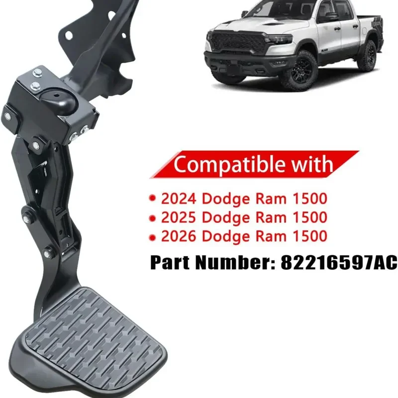 Retractable Rear Compartment Pedal for Dodge Ram 1500 Truck Tailgate Bumper Step Accessory Heavy Duty Aluminum Alloy Side
