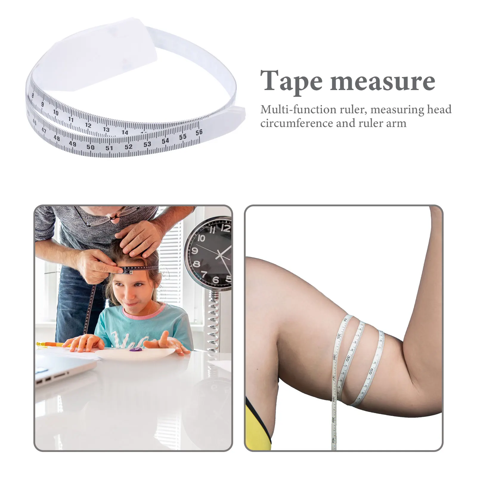 

3pcs Retractable Measuring Tape Soft Durable Head Arm Measurement Pocket Size Plastic Cloth Tailor Sewing Ruler Length Tester