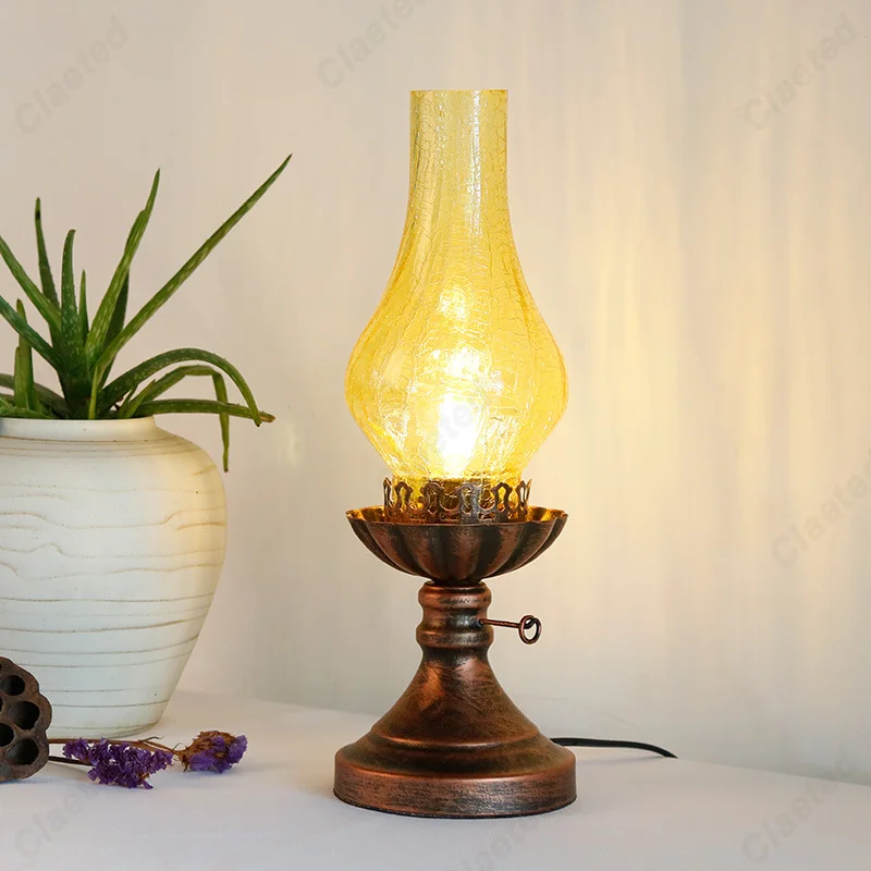 Creative Retro LED Old Table Lamp Teahouse Tea Table B&B Restaurant Living Room Decorative Lighting E27