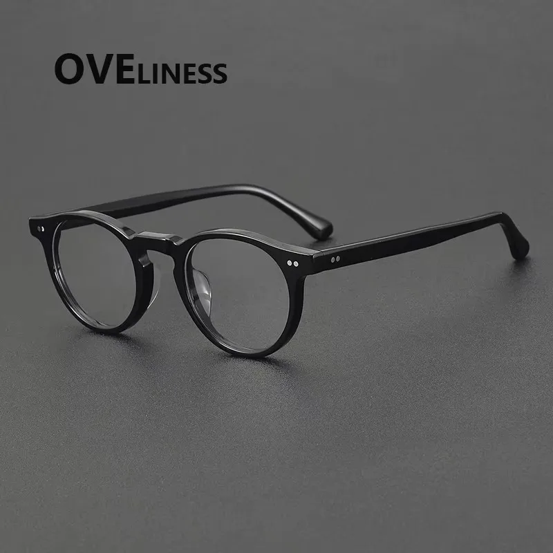 

Top Quality Retro Round Glasses Frame Handmade Acetate Titanium Ultralight Men Eyeglasses Women Eyewear Fashion Spectacles