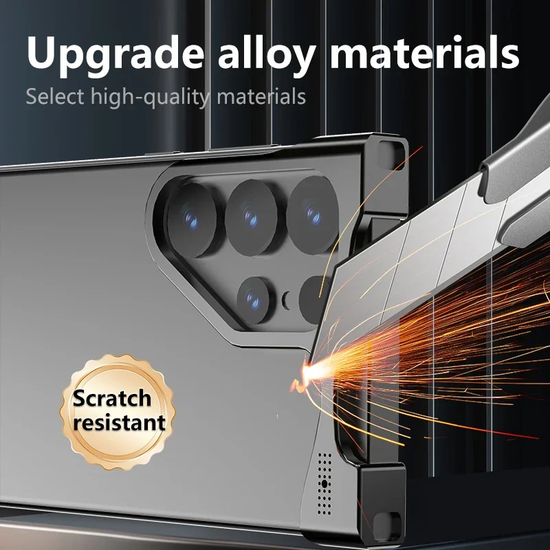 Irregular Metal Bumper Phone Case For Samsung Galaxy S22 S23 S24 S25 Ultra Plus Aluminum Cooling Shockproof Cover For S25Ultra