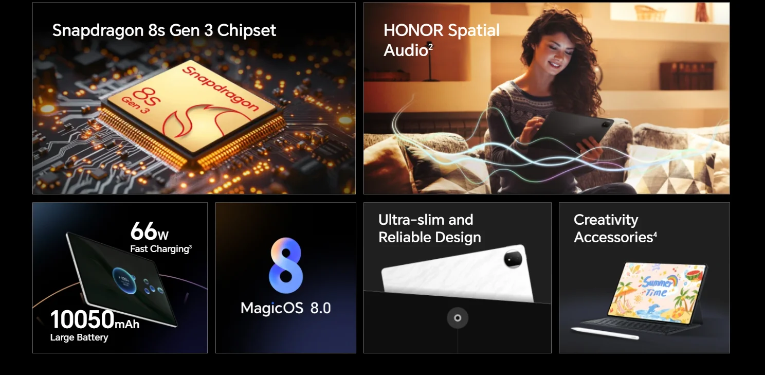 HONOR MagicPad 2,EU Version WiFi tablet,10050mAh Battery,12.3" 144Hz 3K AMOLED Screen,Snapdragon 8s Gen 3,13MP Rear Camera,PC-Level AI Efficiency Productivity,12GB+256GB,HONOR Android Tablet