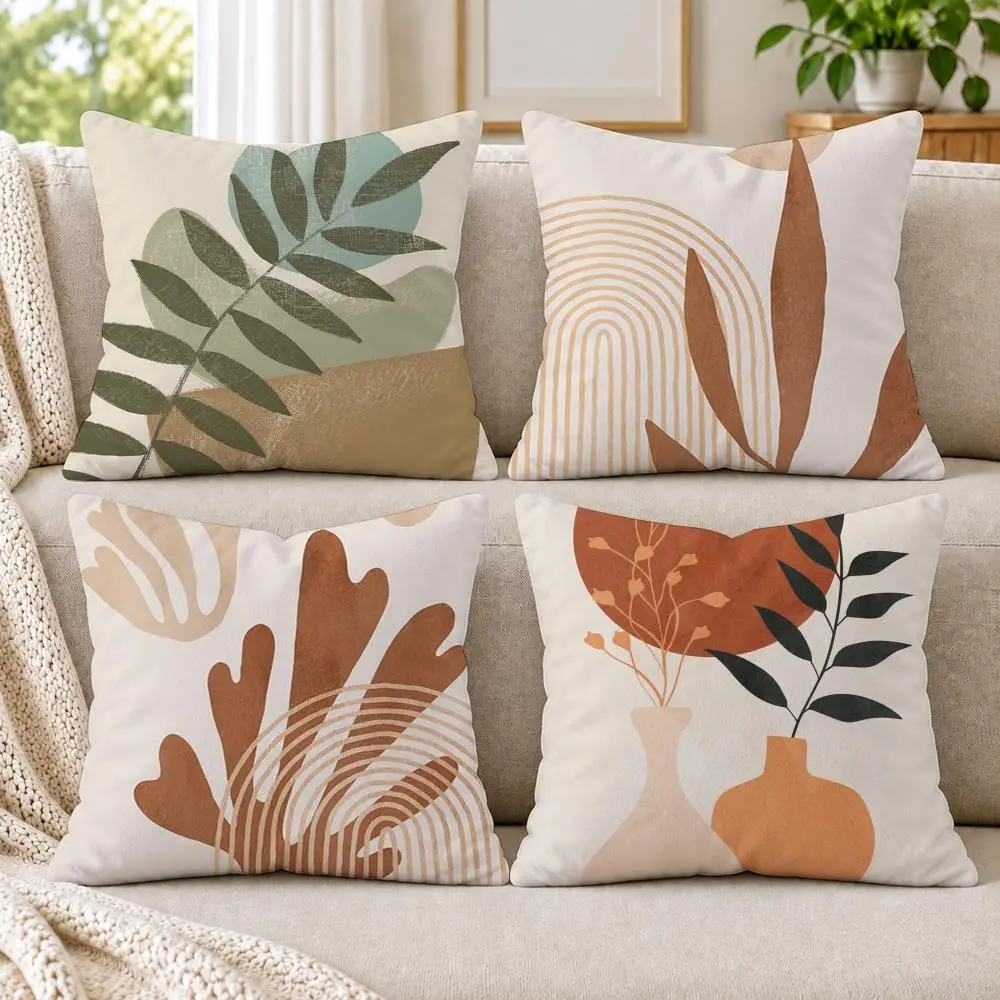 Boho Matisse Coral Lines Cushion Cover Short Plush Double-Sided Printing Sofa Bedroom Living Room Throw Pillow Cover Home Decor
