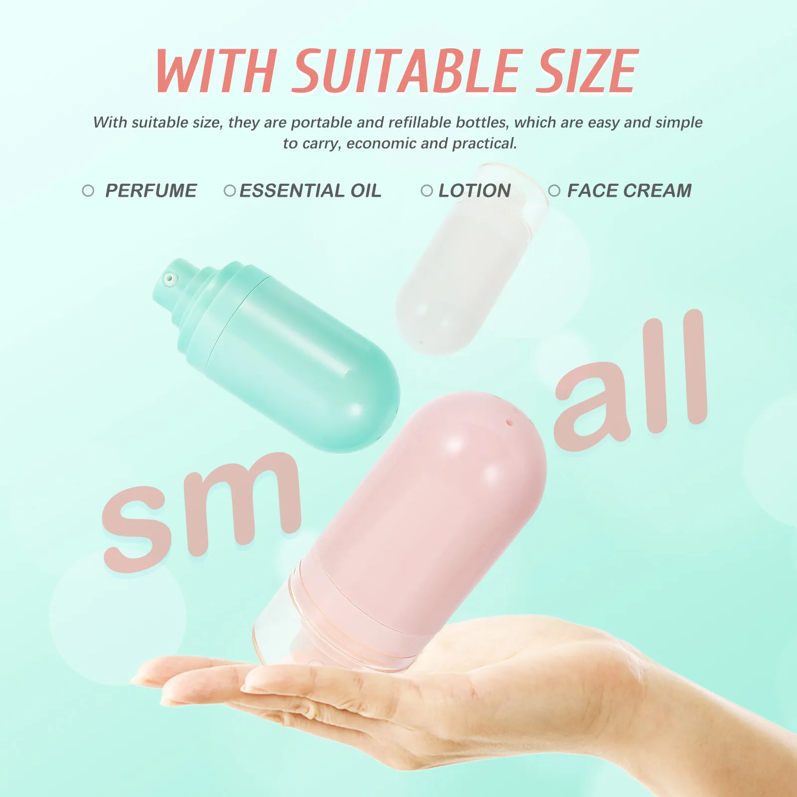 2Pcs Travel Bottles Press Type Vacuum Emulsions Sub Bottle Refillable Plastic Shampoo Lotion Container Skin Care Packing Bottle