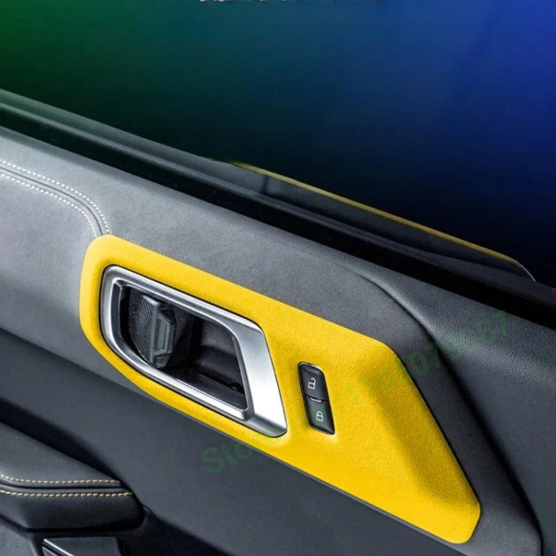 

ABS Alcantara Car Door Interior Handle Decorative Protective Frame Trim For Ford Bronco Interior Accessories