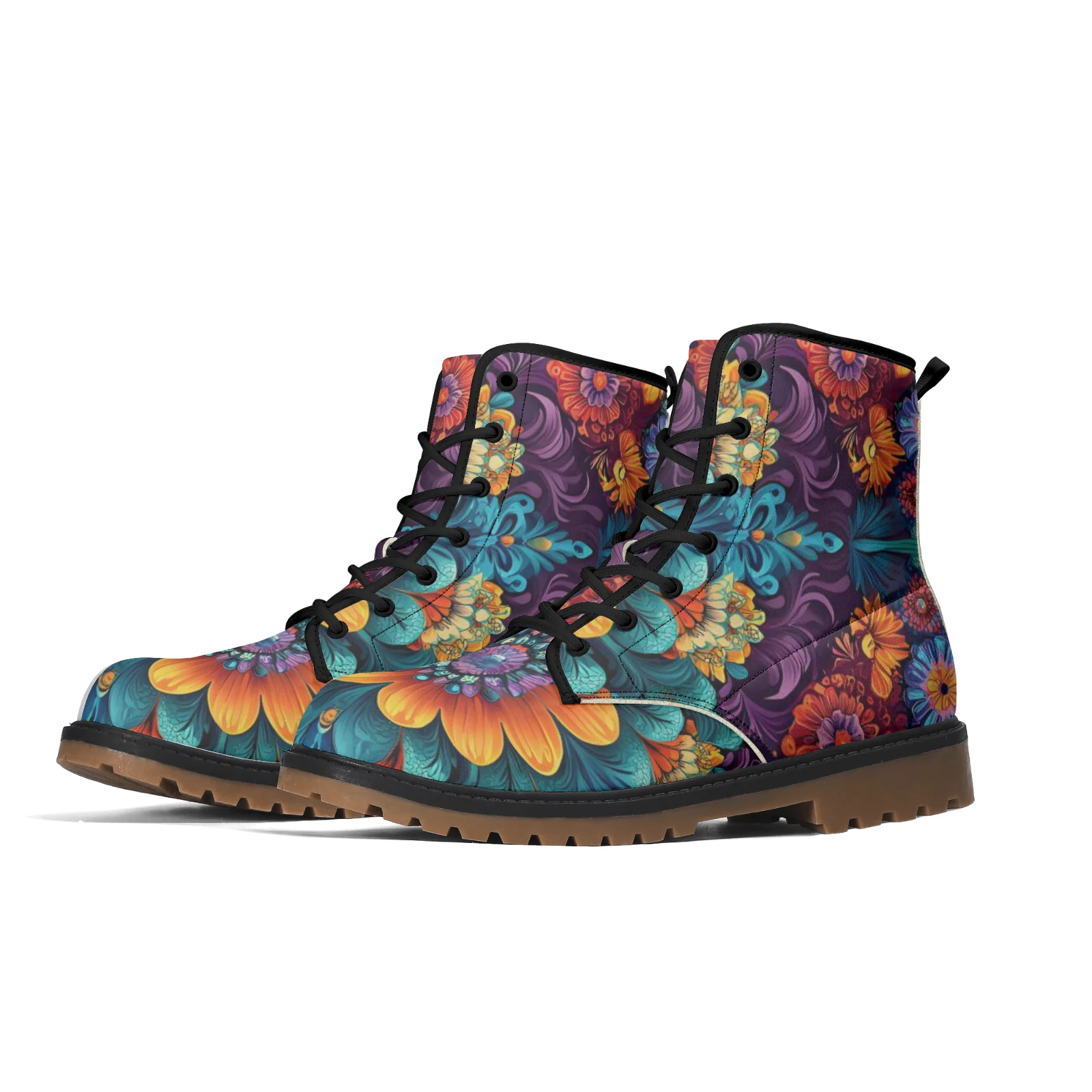 

Customized bohemian style printed high top boots street casual mid-calf boots for men and women