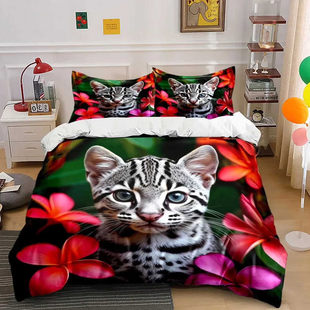 

"Leopard Cat Art Decoration Set" Soft Comfortable Duvet Cover Bedding Set Included 1*Duvet Cover & 2*Pillowcases, gift