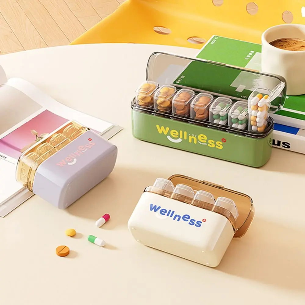 

Detachable 7-Day Pill Organizer 7-Grid Sealed Portable Pill Dispenser Moisture-proof Food Grade Weekly Pill Container Daily Use