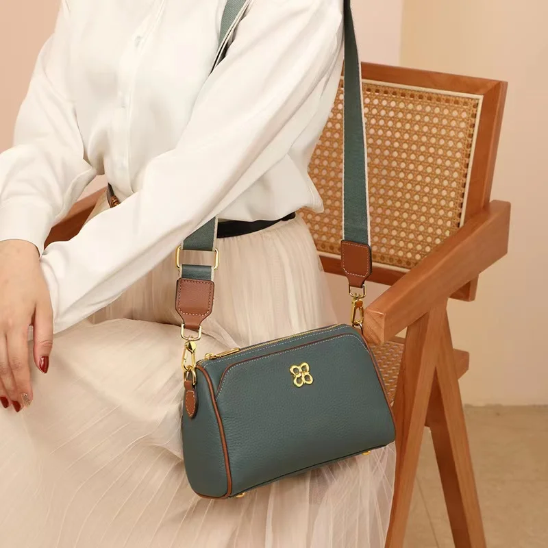 Female Genuine Leather Single Shoulder Bag 2022 Fashion Leisure Ladies Messenger Pack Simple Versatile Cowhide Crossbody Handbag