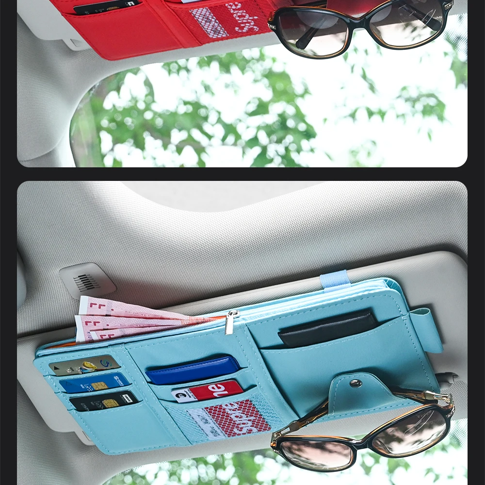 Auto Sonnenblende Bill Stift Visitenkarte Halter Organizer Lagerung Box Sonnenbrille Clip Verstauen Aufräumen Auto Zubehör – Detail 13