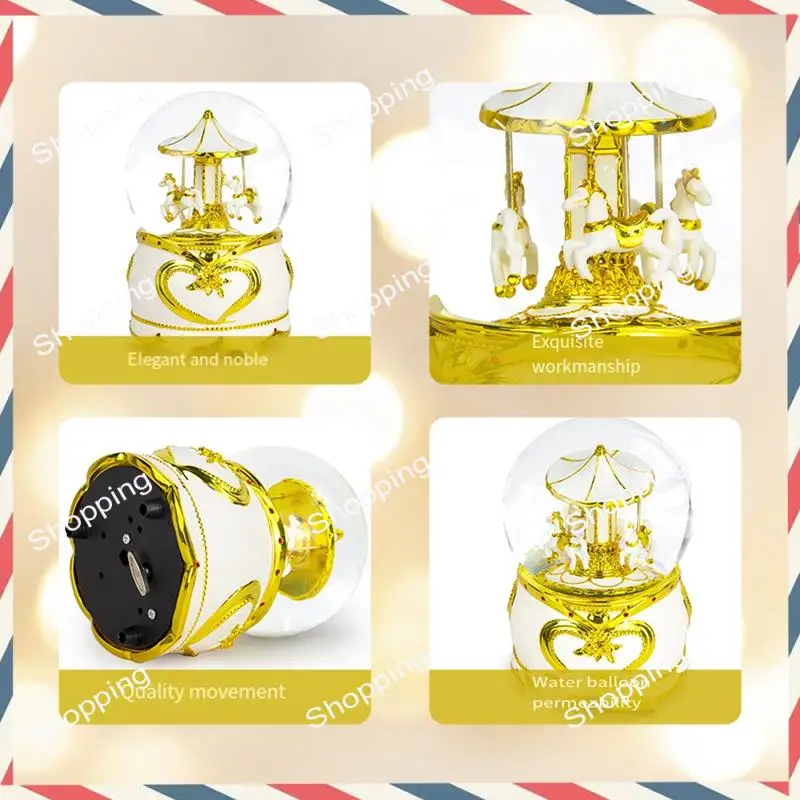 

A44M Music Box Gold Music Box Resin Crafts Ornaments Hundred Tone Box Birthday Gift Wind-Up Box 1 Piece
