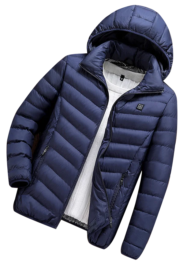 TRVLWEGO Winter Unten Jacke Für Männer Elektrische Heizung Warme 3rd Getriebe 8 Stunden Weiß Ente Unten Feste Farbe USB Lade mit kapuze Mantel