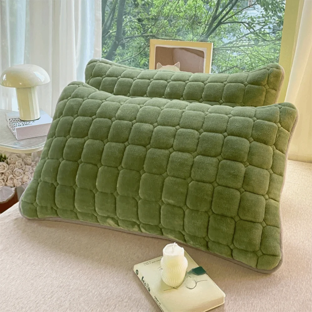 

Minimalist Quilted Grid Milk Velvet Pillowcase Thickened Solid Color Plaid Pillowcase Soft Warm Pillow Cover Dormitory