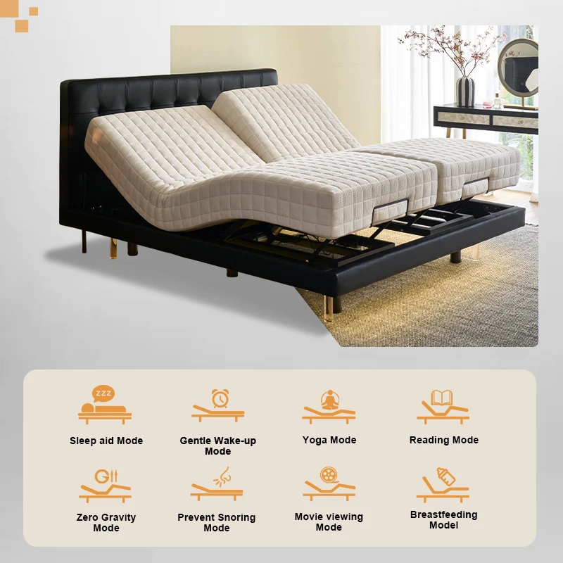 Smart Electric King Bed Frame Double Oak Multifunctional Split Lifting Bed Master Bedroom Simple Bed