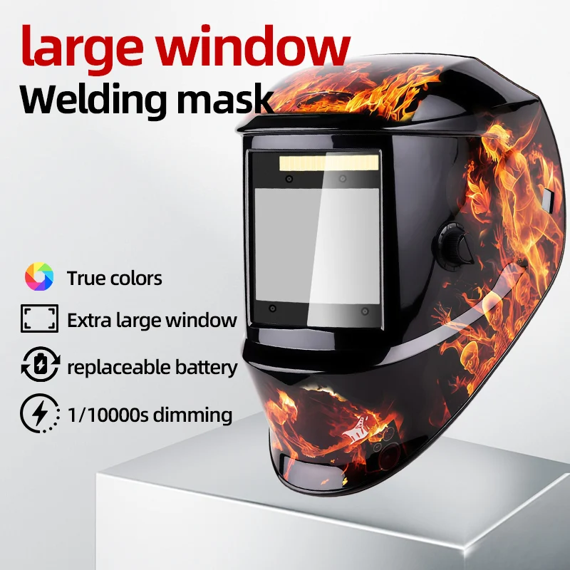 True Color Auto Darkening Helmet, 4 Arc Sensor, DIN5-13 Variable Shade, Ideal for TIG/MIG/MMA/Grinding, Full Welding Kit